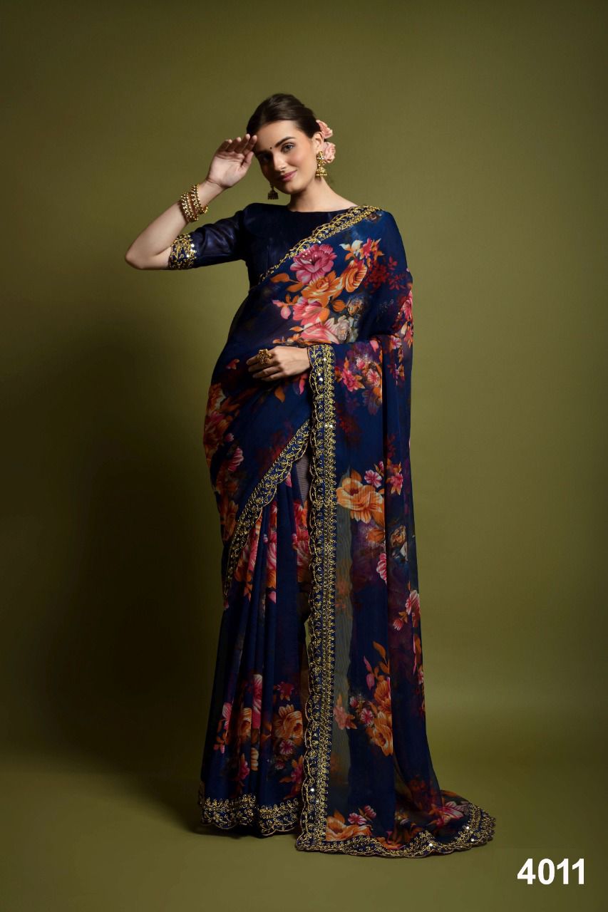 Nazneen Saachi 4007 Series New Fancy Party Wear Georgette Latest Saree Collection
